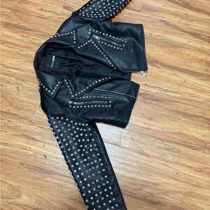 Fashion Nova Black Leather Jacket with Silver Studs